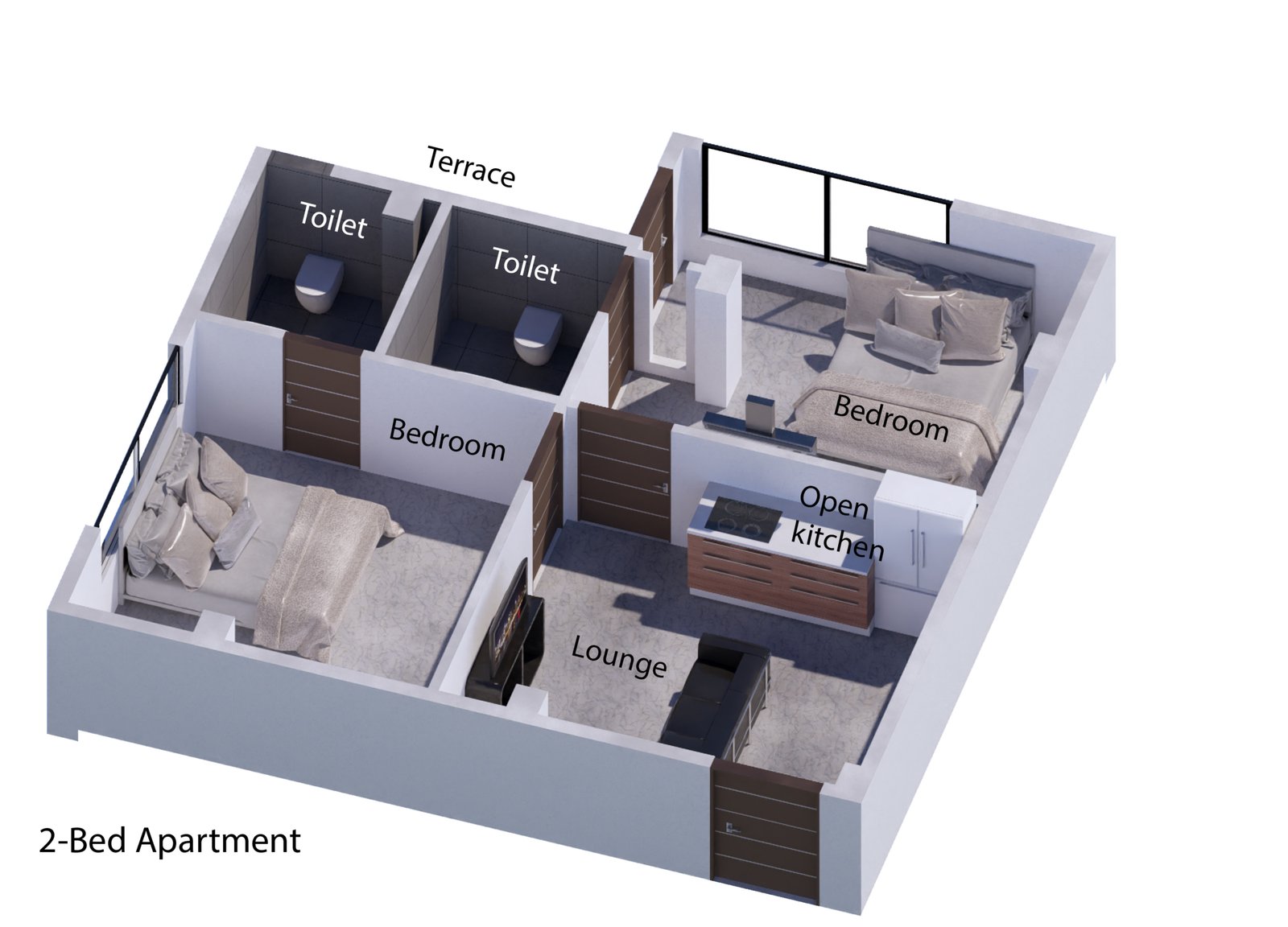 Two-bed 685 sq ft
